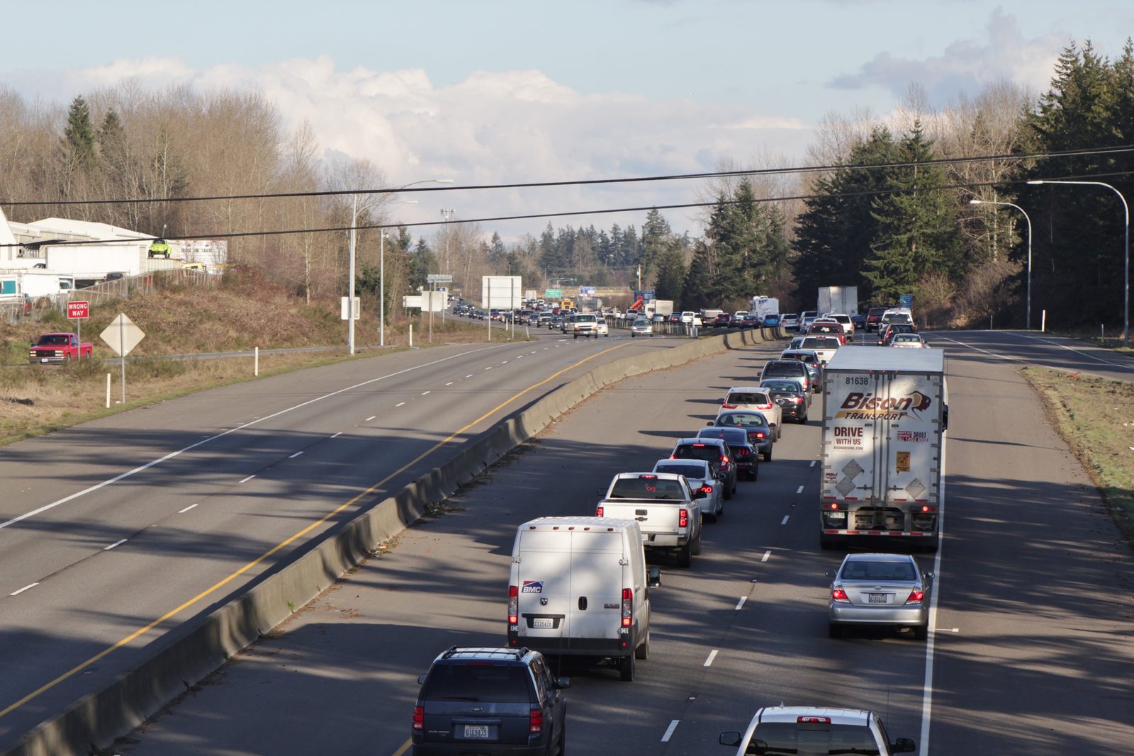 Bumper to bumper traffic on SR 512 seen from the SR 7 Pacific Avenue overpass in Parkland