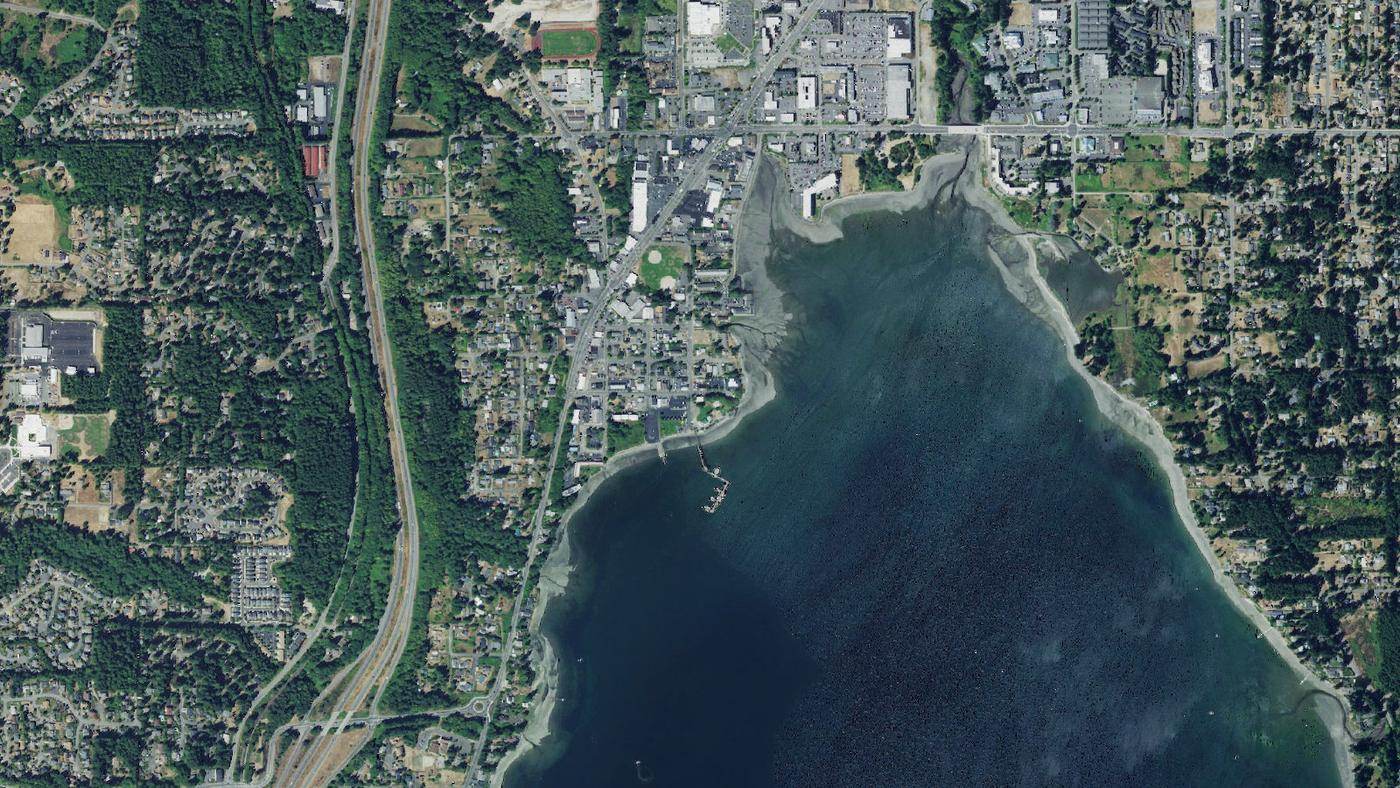 Aerial view of Silverdale's street grid and road network