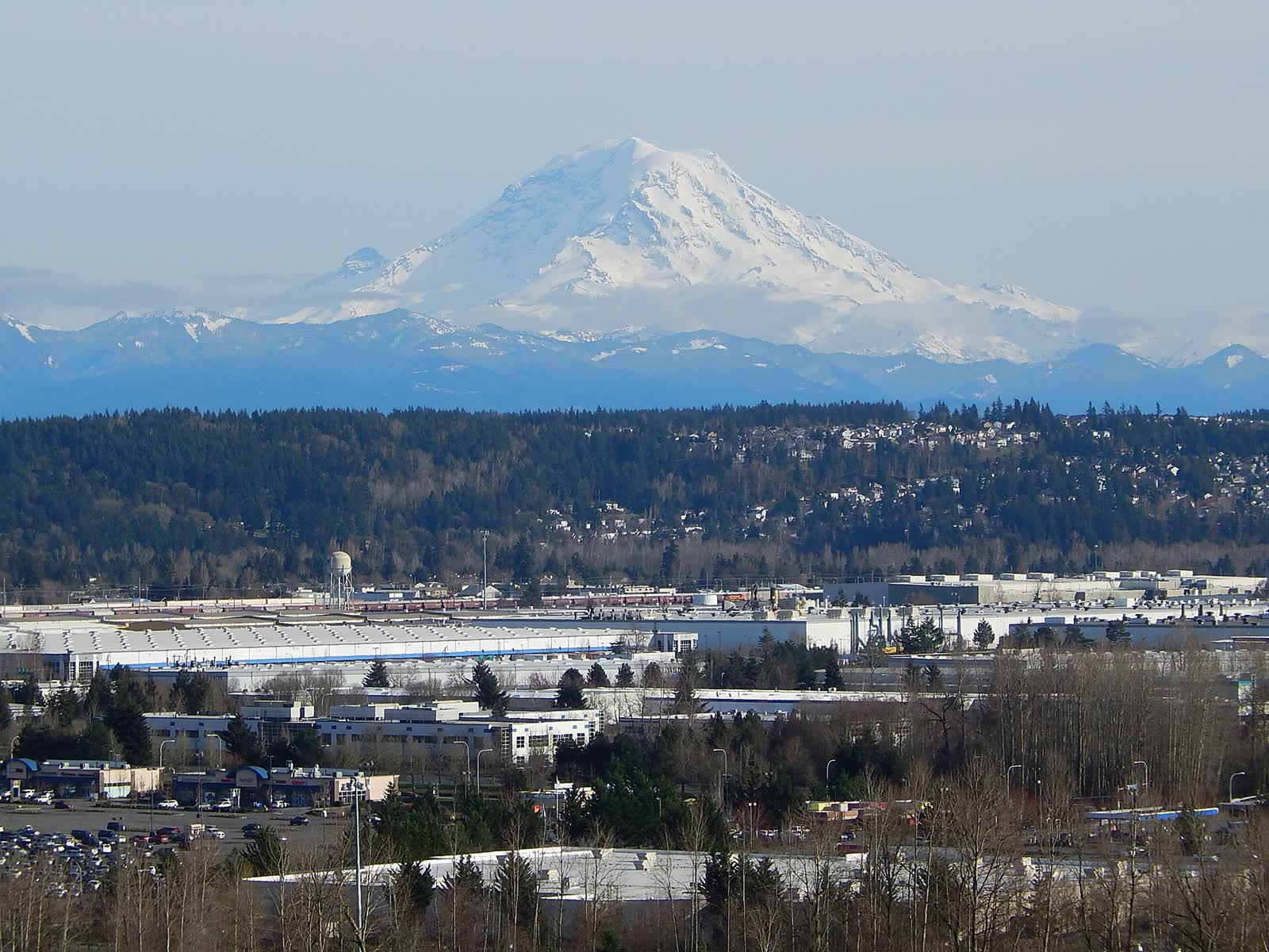Mount Rainier rising over Auburn's valley floor and the Lea Hill neighborhoods, from Centennial Viewpoint Park