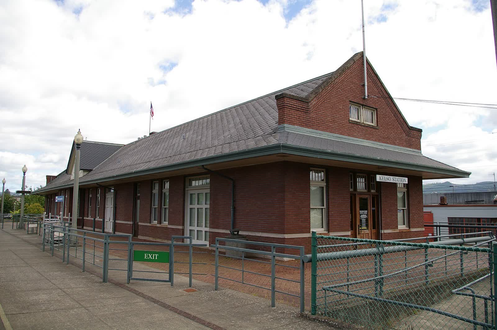 The restored 1912 brick depot at the Kelso Multimodal Transportation Center, Kelso's Amtrak station