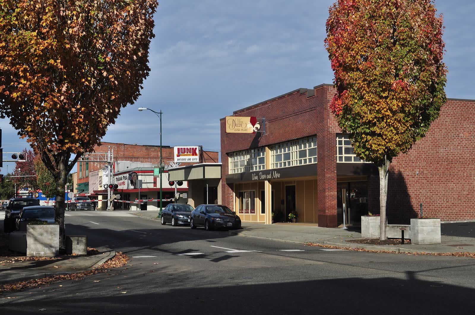 Brick storefronts along North Meridian in downtown Puyallup, Washington